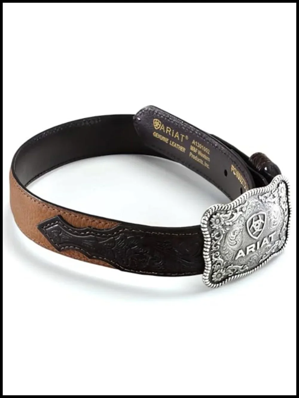 Boys Western Leather Belt with Removable Buckle Brown
